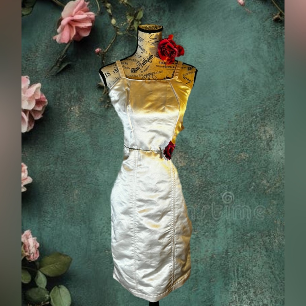 Beautiful! Handmade champagne, vintage dress, medium